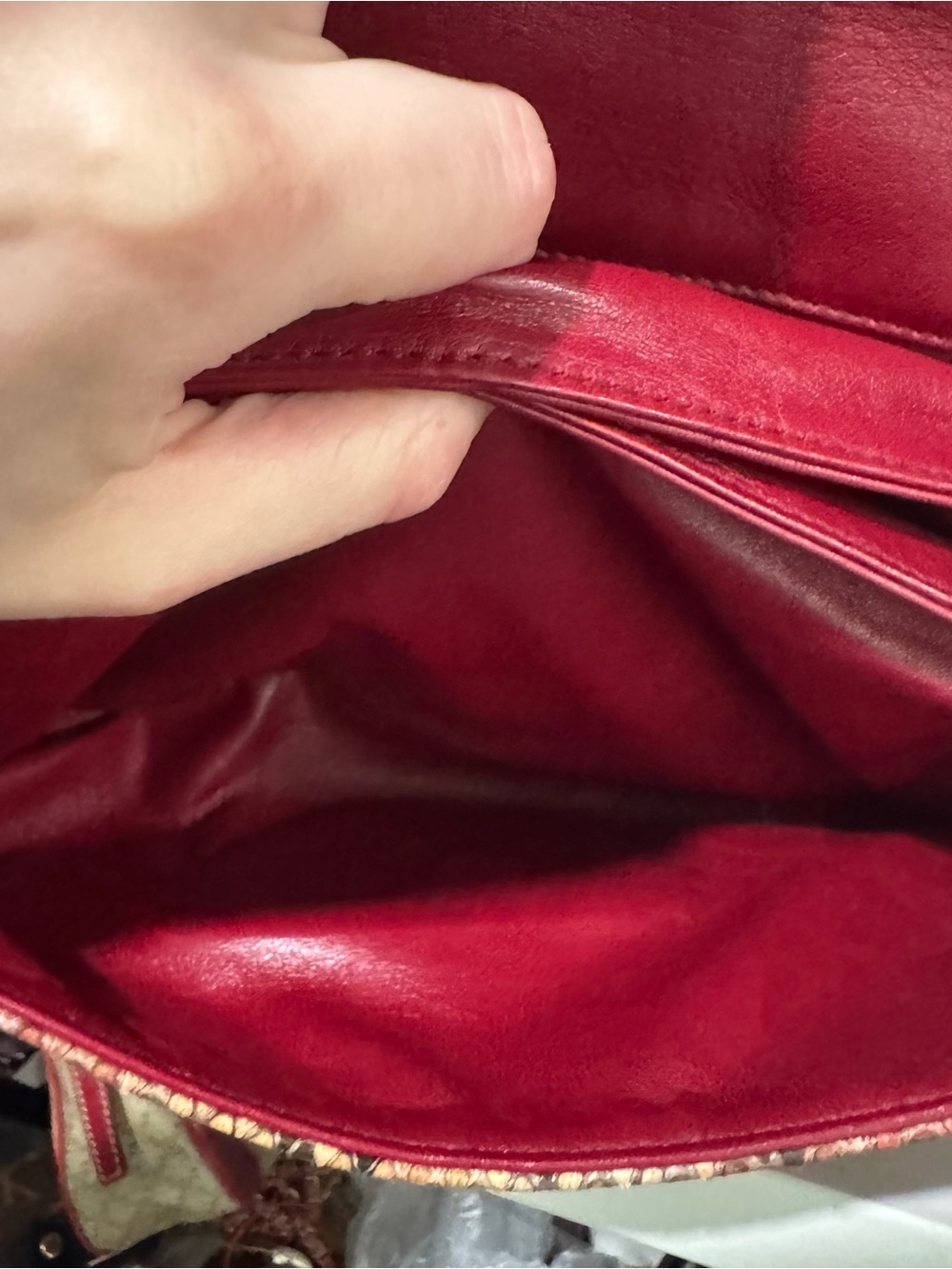 Dior Red Python Embellished Chain-Handle Shoulder Bag - Picture 7 of 8